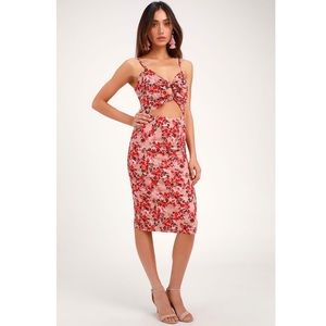 Wayf Victoria Floral Print Tie-Front Cutout Dress